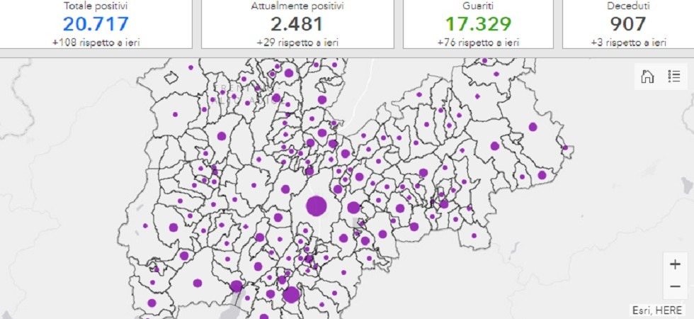 Coronavirus in Trentino, 3 positivi a Cles e Predazzo